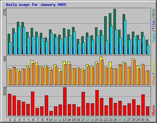 Daily usage for January 2025