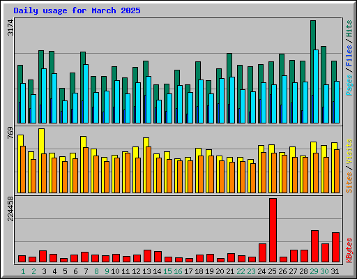 Daily usage for March 2025